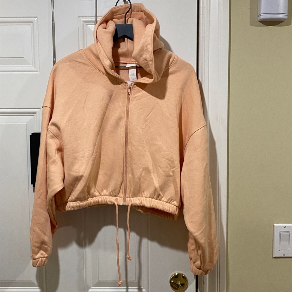 New with tag H&M Peach orange Zip up Jacket with Hood sweater sweatshirt hoodie - Picture 7 of 7